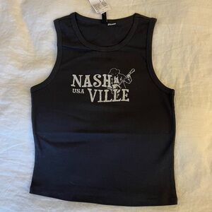 H&M Divided Nashville faded black cropped tank NWT